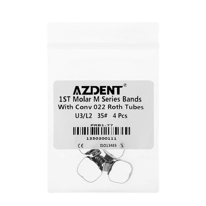 AZDENT Dental Orthodontic Buccal Tube Band 1st 35# Roth .022 U3/L2 4pcs/Kit - azdentall.com