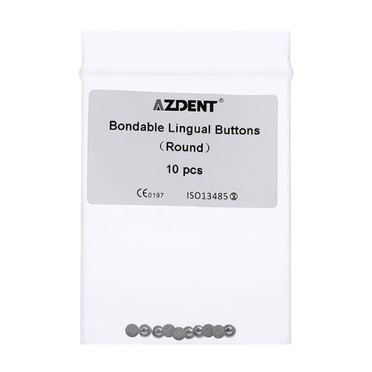 AZDENT Dental Lingual Button Orthodontic Metal Round Mesh Base Bondable 10/Bag