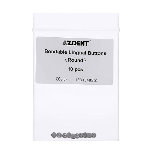 AZDENT Dental Lingual Button Orthodontic Metal Round Mesh Base Bondable 10/Bag