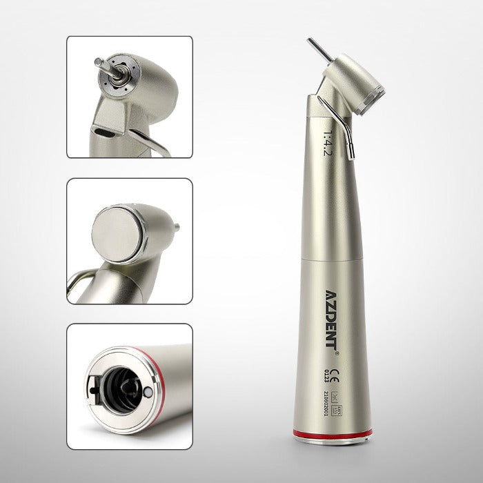 AZDENT 45 Degree Electric Contra Angle 1:4.2 Increasing Fiber Optic Handpiece, External Water - azdentall.com