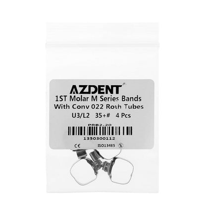 AZDENT Dental Orthodontic Buccal Tube Band 1st 35+# Roth .022 U3/L2 4pcs/Kit - azdentall.com