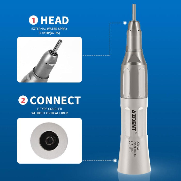 AZDENT 1:1 Slow Speed Straight Nose Cone Handpiece With External Water Spray - azdentall.com