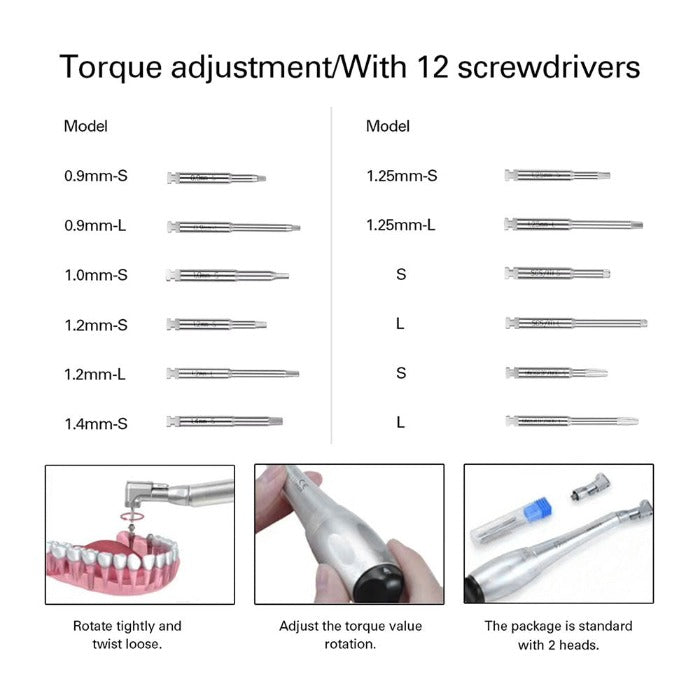 AZDENT Dental Universal Implant Torque Wrench Handpiece 2 Heads & 12 Drivers Kit