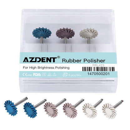 AZDENT Dental Polishing Kit Composite Ceramic Zircon Rubber Wheel 6pcs/Kit-azdentall.com