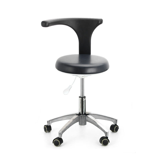 Dental Stool Adjustable Height Mobile Chair PU Leather with Torso Arm Black