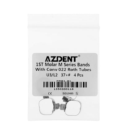 AZDENT Dental Orthodontic Buccal Tube Band 1st 37+# Roth .022 U3/L2 4pcs/Kit - azdentall.com