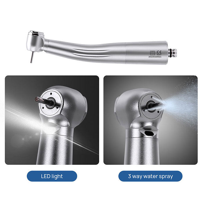 Dental LED Fiber Optic High Speed Handpiece Standard Head Push Button Three Water Spray or 6 Holes Quick Coupler - azdentall.com