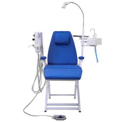 Dental Portable Mobile Folding Chair Rechargeable LED Light with Turbine Blue 4 Holes