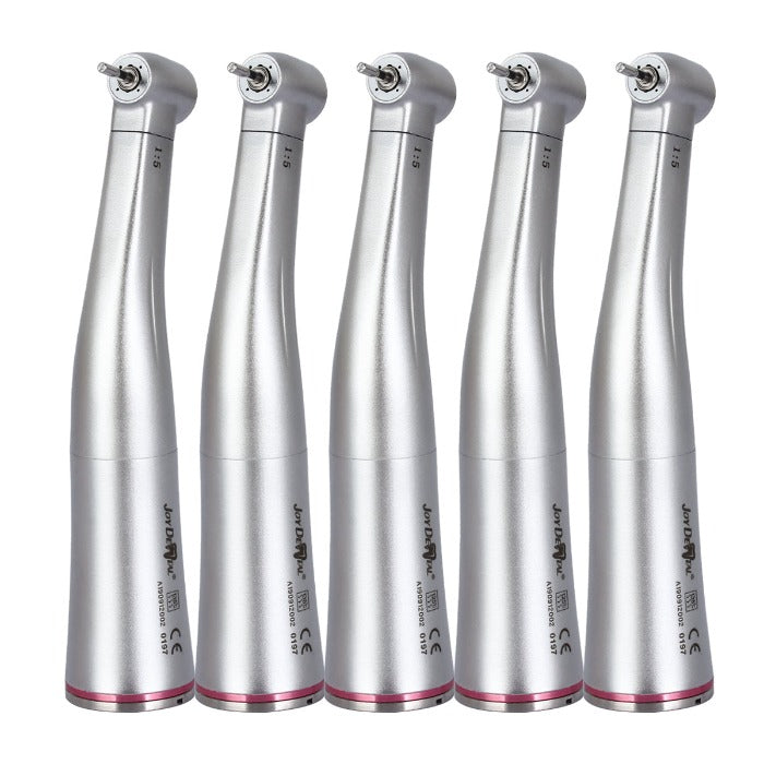 5pcs 1:5 Increasing Dental Slow Speed Contra Angle Handpiece, Internal Four Way Spray, Push Button - azdentall.com