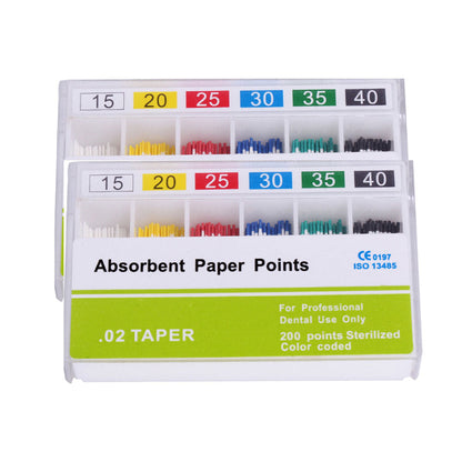 Absorbent Paper Points #15-80 Taper Size 0.02 Color Coded 8 Models 200/Box-azdentall.com