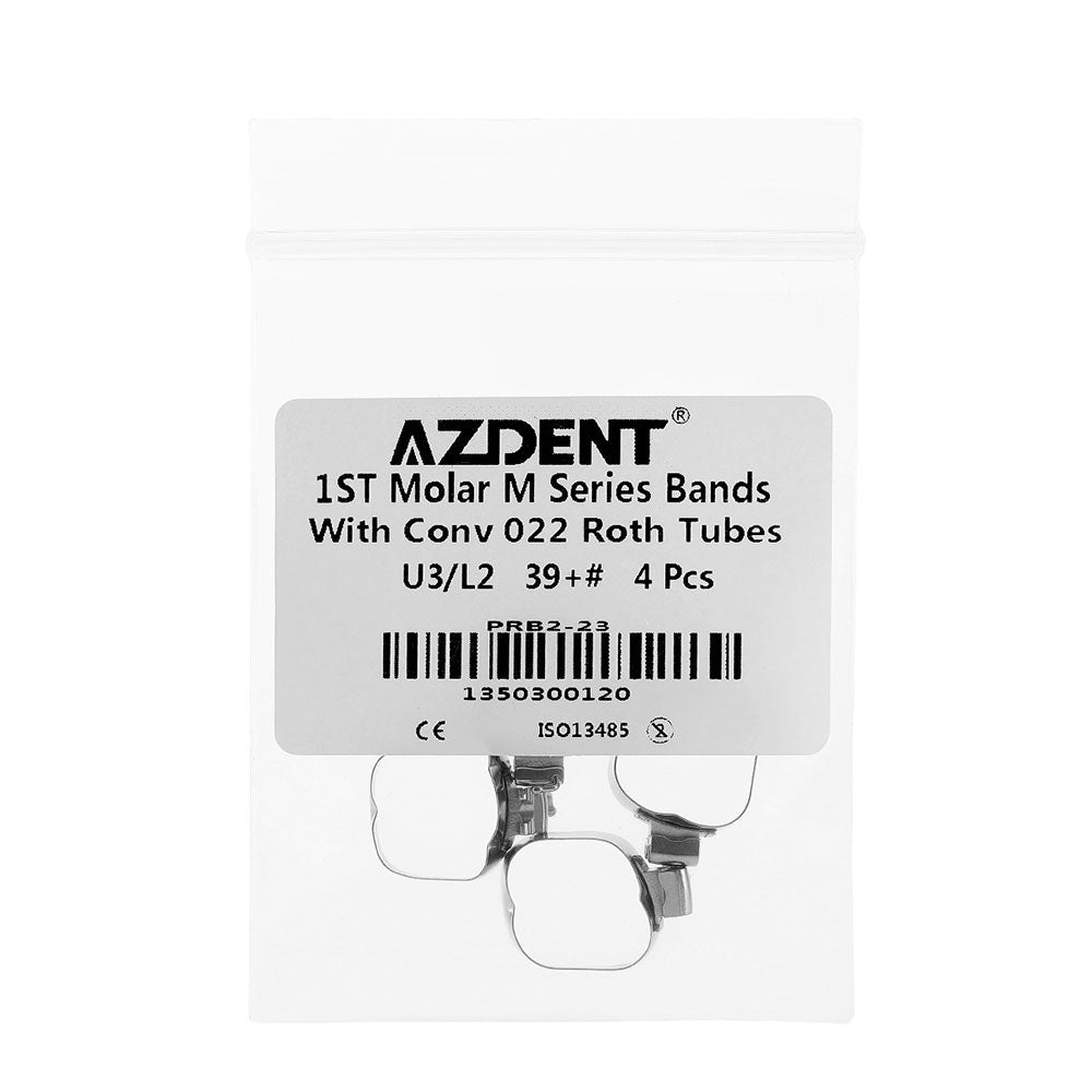 AZDENT Dental Orthodontic Buccal Tube Band 1st 39+# Roth .022 U3/L2 4pcs/Kit - azdentall.com