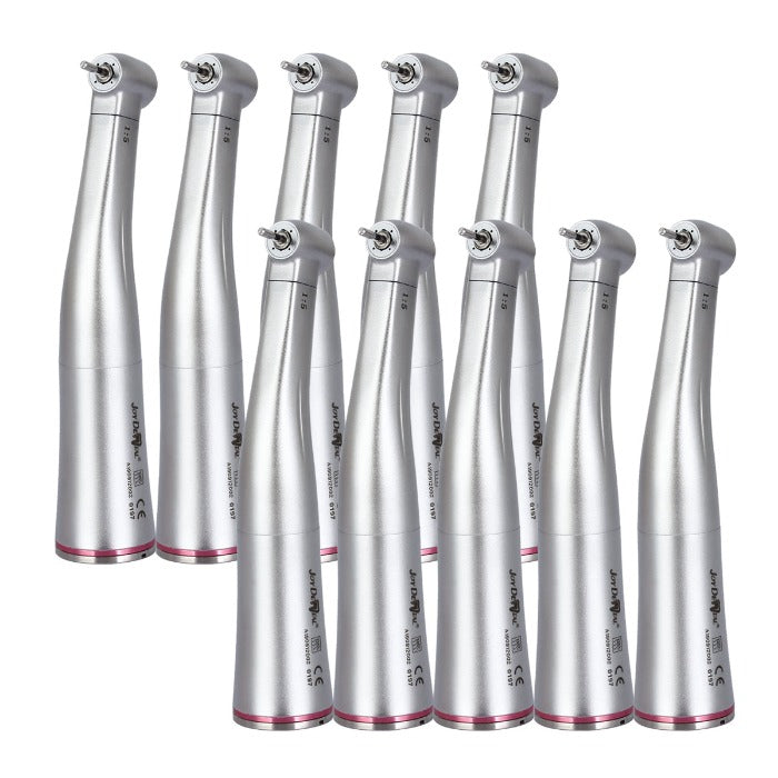 6pcs 1:5 Increasing Dental Slow Speed Contra Angle Handpiece, Internal Four Way Spray, Push Button - azdentall.com