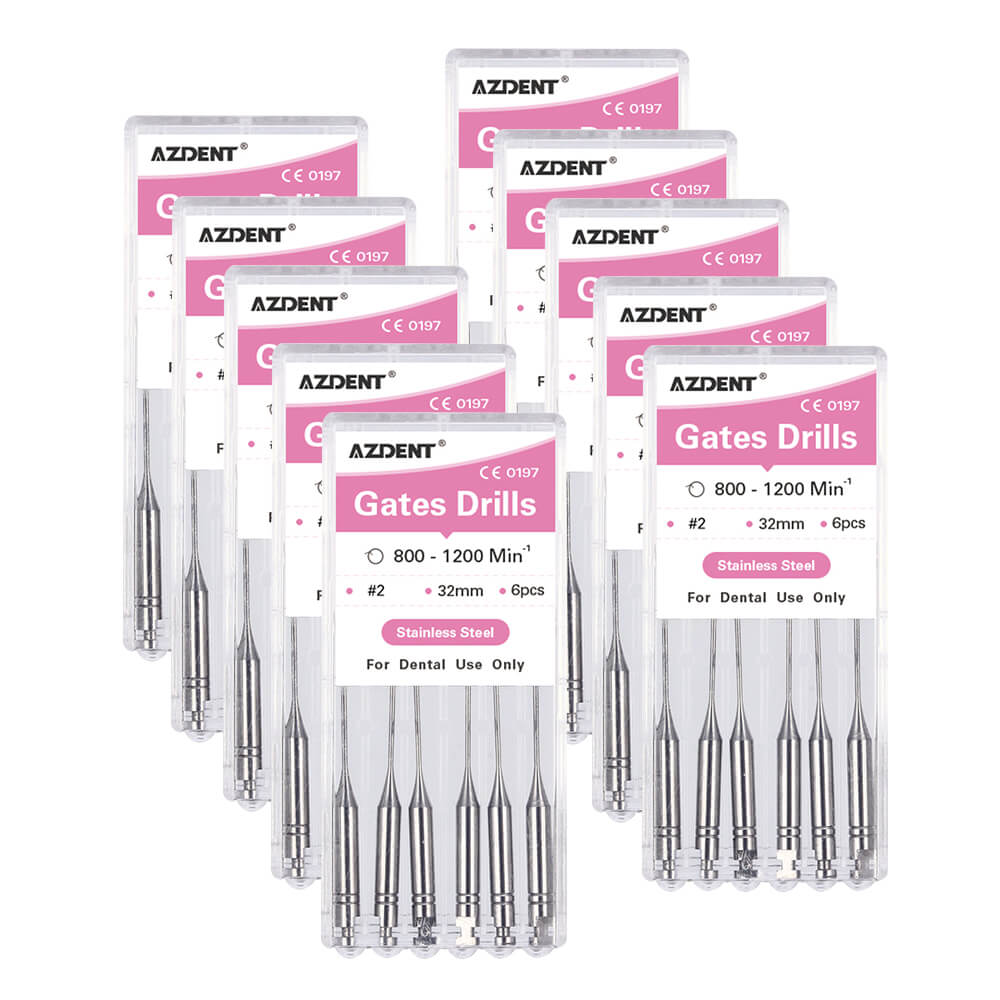 AZDENT Dental Engine Files Staniless Steel Gates Drill 32mm #2 6pcs/Box-azdentall.com