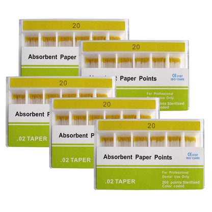 Absorbent Paper Points #15-80 Taper Size 0.02 Color Coded 8 Models 200/Box-azdentall.com