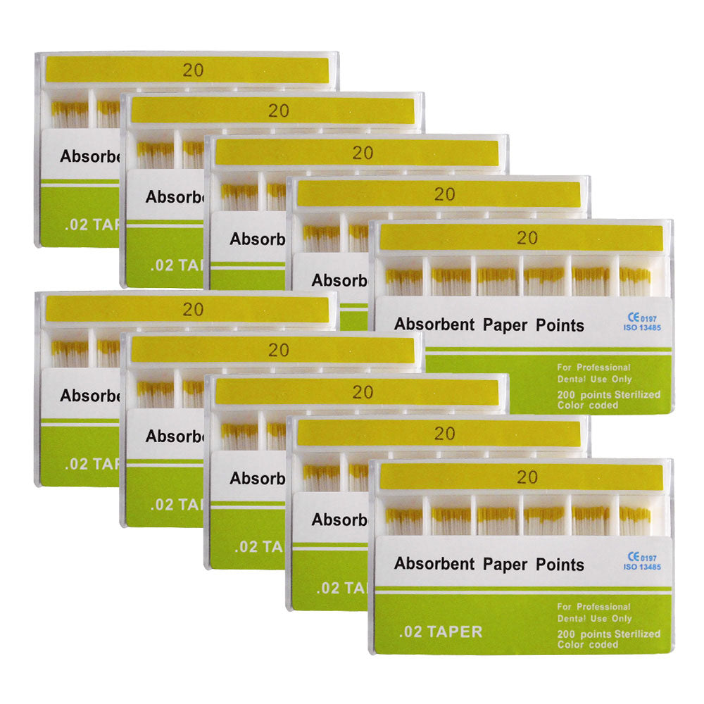 Absorbent Paper Points #15-80 Taper Size 0.02 Color Coded 8 Models 200/Box-azdentall.com