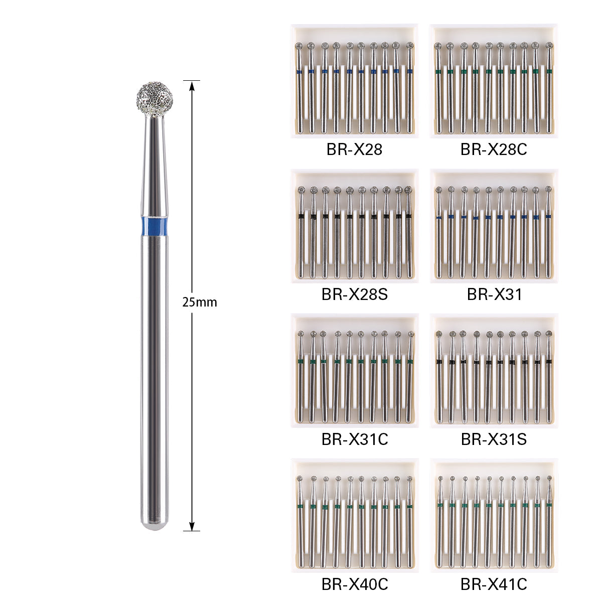 Dental Diamond Burs Drills Ball Round FG 1.6mm for High Speed Handpiece 10pcs/Pk-azdentall.com