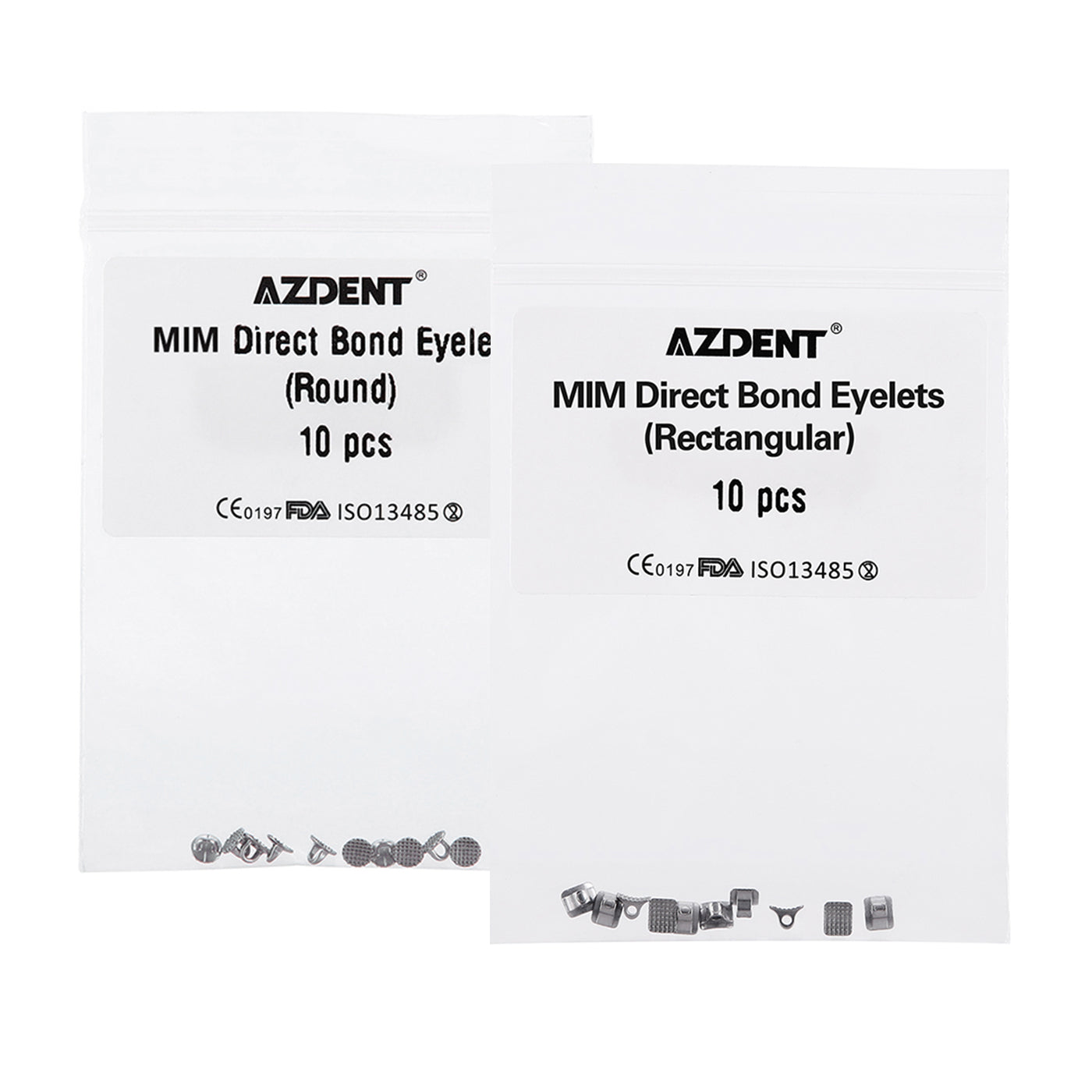 AZDENT Dental Lingual Button Direct Bond Eyelet Round/Rectangular Base 10pcs/Bag - azdentall.com