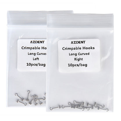 AZDENT Crimpable Hooks Long Curved Right / Left 0.022 5.5mm 10pcs/Bag - azdentall.com