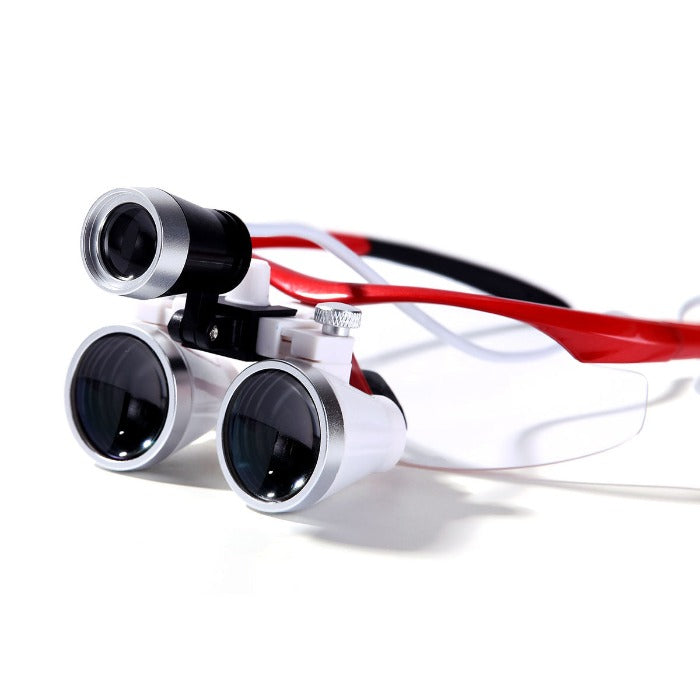 Dental Loupe 3.5X Magnification Surgical Binocular Magnifier With 3W LED Headlight, Red Color