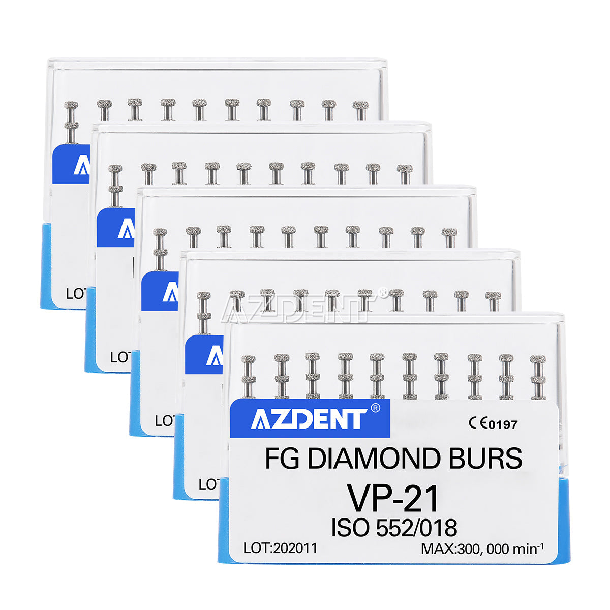 AZDENT Dental FG Diamond Burs VP-21 Depth Marking 10pcs/Box-azdentall.com