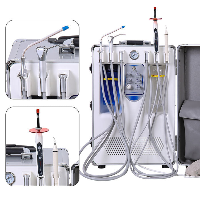 Dental Portable Turbine Unit with Air Compressor Curing Light Ultrasonic Scaler 4 Hole - azdentall.com