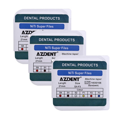 AZDENT Dental NiTi Protaper Rotary Engine Files 21mm Assorted SX-F3 6pcs/Pk-azdentall.com