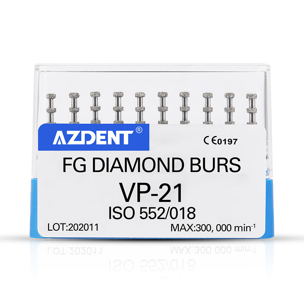 AZDENT Dental FG Diamond Burs VP-21 Depth Marking 10pcs/Box-azdentall.com