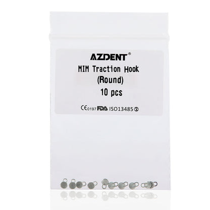 AZDENT Dental Lingual Button Consumables Round/Rectangular Bondable Traction Hook 10/Bag - azdentall.com