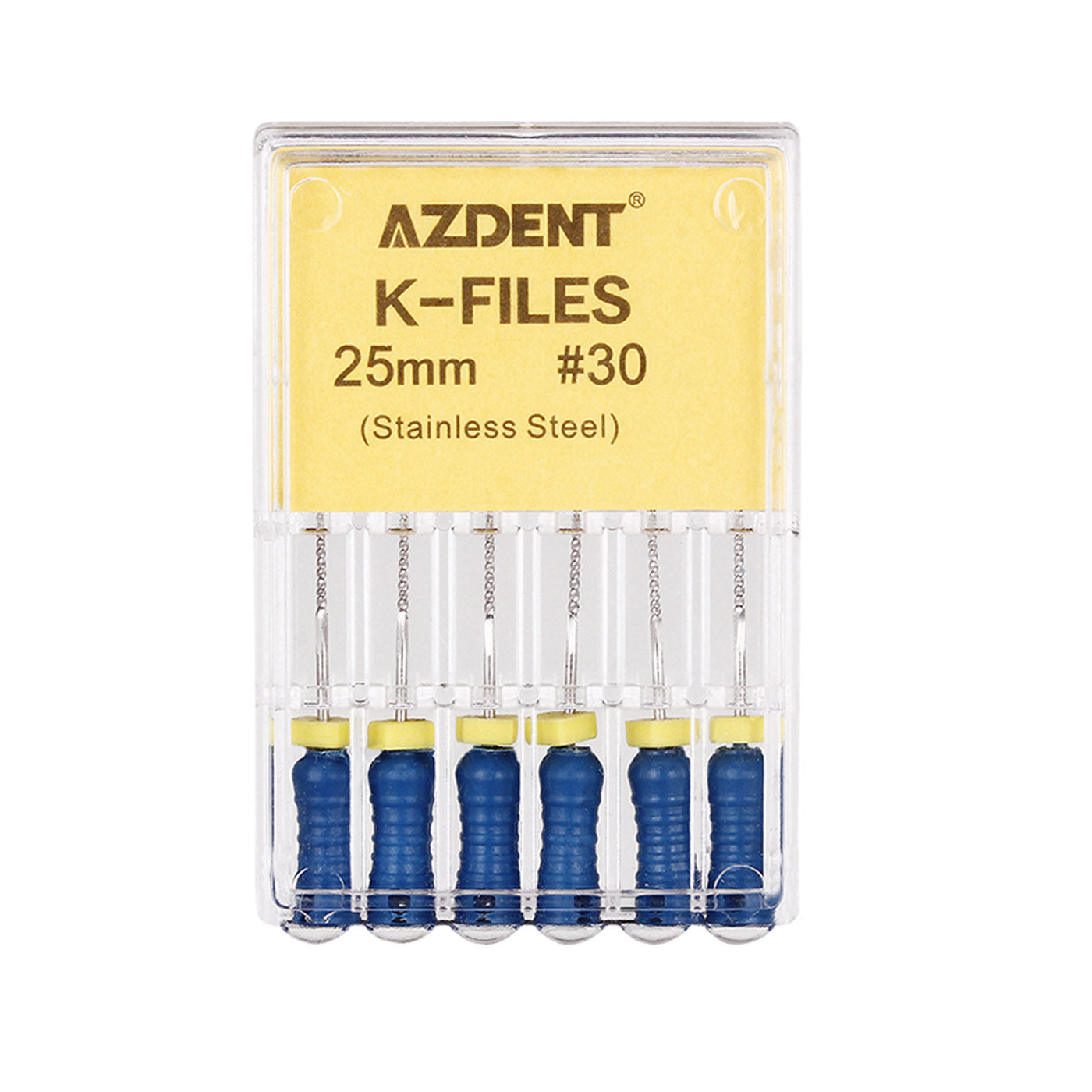 AZDENT Dental Hand K-Files Stainless Steel 25mm #15-80 6p/Pk 9 Color-azdentall.com