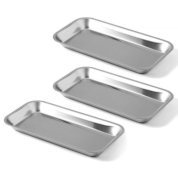 Dental Metal Trays Stainless Steel Medical Surgical Lab Instrument Tools Trays 8.85" x 4.64" x 0.79" - azdentall.com