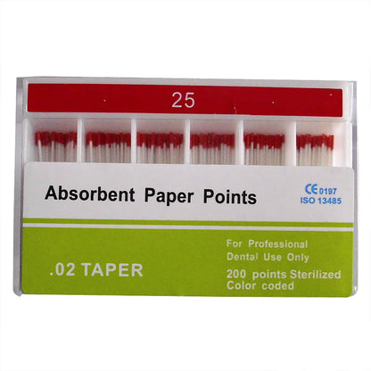 Absorbent Paper Points #15-80 Taper Size 0.02 Color Coded 8 Models 200/Box-azdentall.com