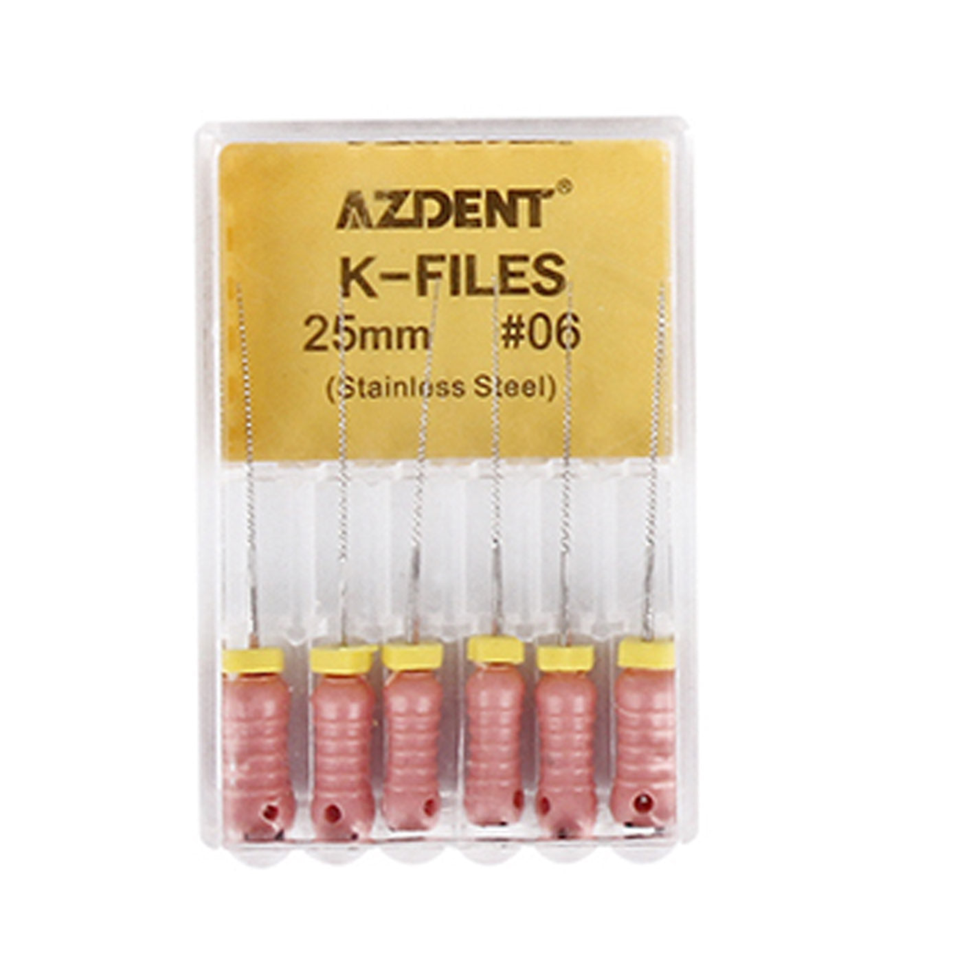 AZDENT Dental Hand K-Files Stainless Steel 25mm #15-80 6p/Pk 9 Color-azdentall.com