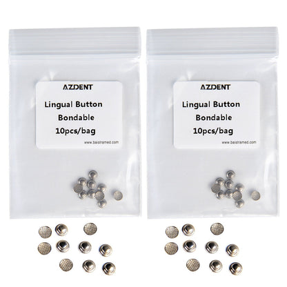 AZDENT Dental Lingual Button Bondable Stainless Steel Round Base 10pcs/Bag - azdentall.com