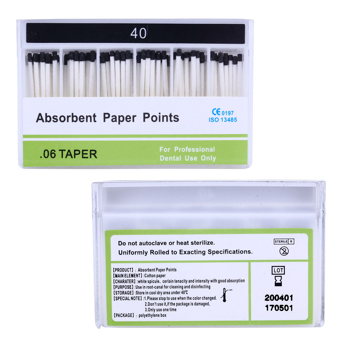 Absorbent Paper Points #15-40 Taper Size 0.06 Color Coded 7 Models 100/Box-azdentall.com