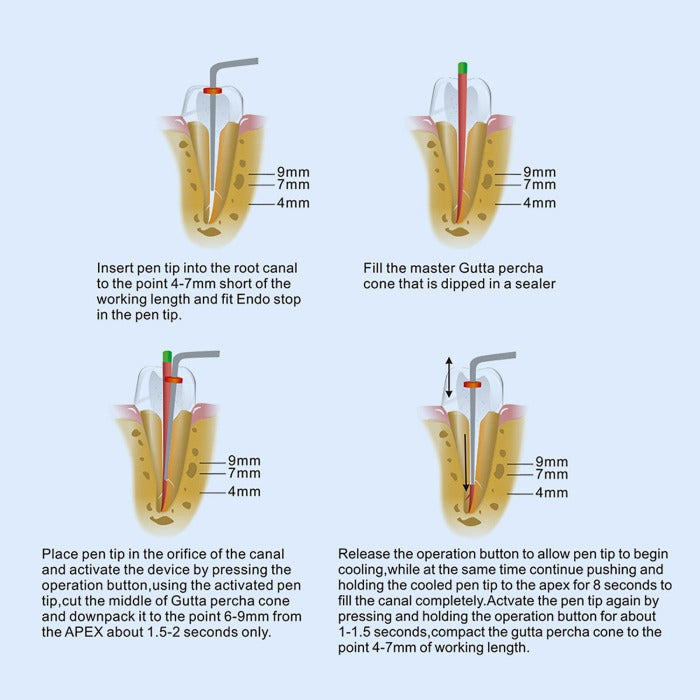 Dental Cordless Gutta Percha Obturation System Endo Heated Pen With 2 Tips-azdentall.com