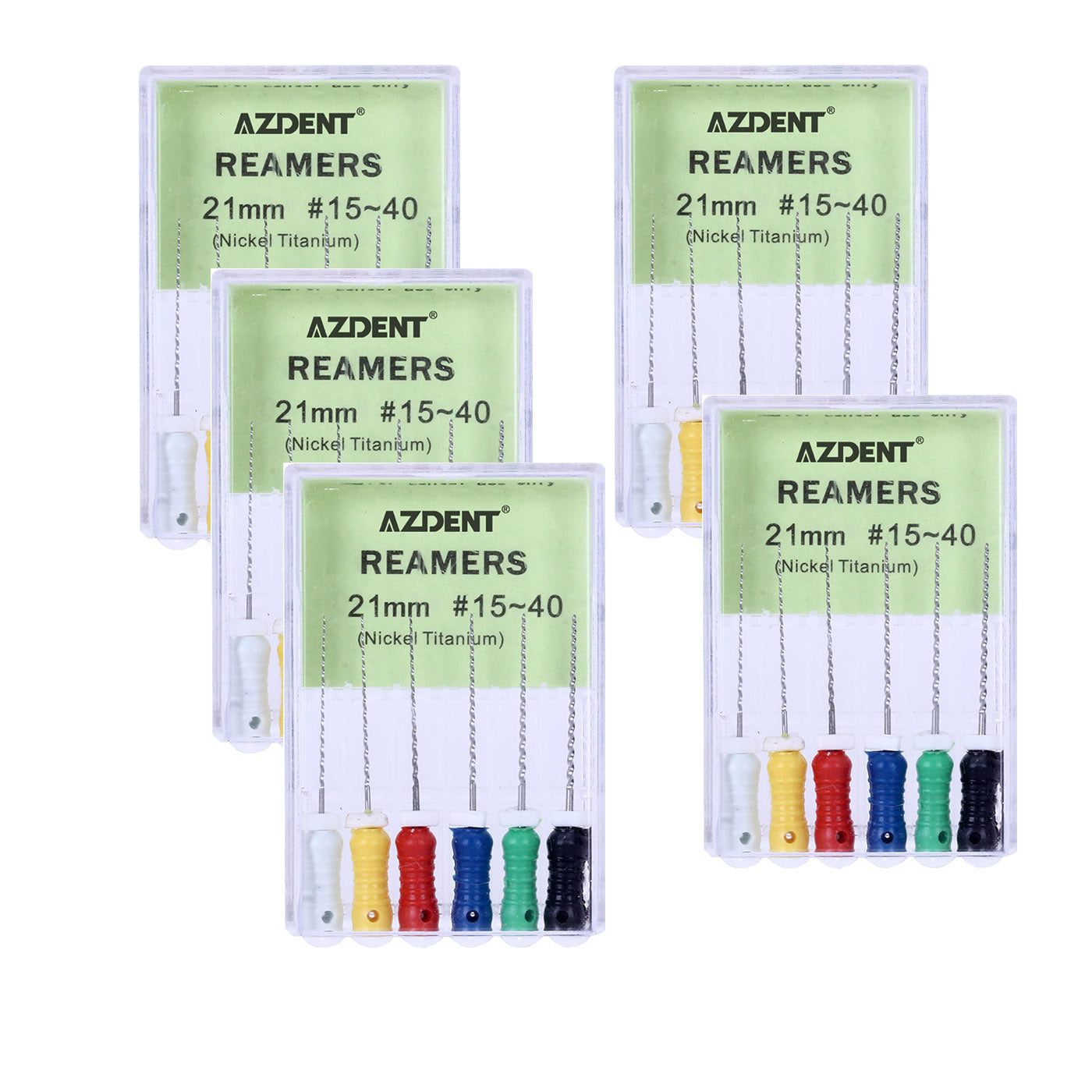 AZDENT Dental Nickel Titanium Reamers 21mm #15-40 Assorted 6pcs/Box-azdentall.com