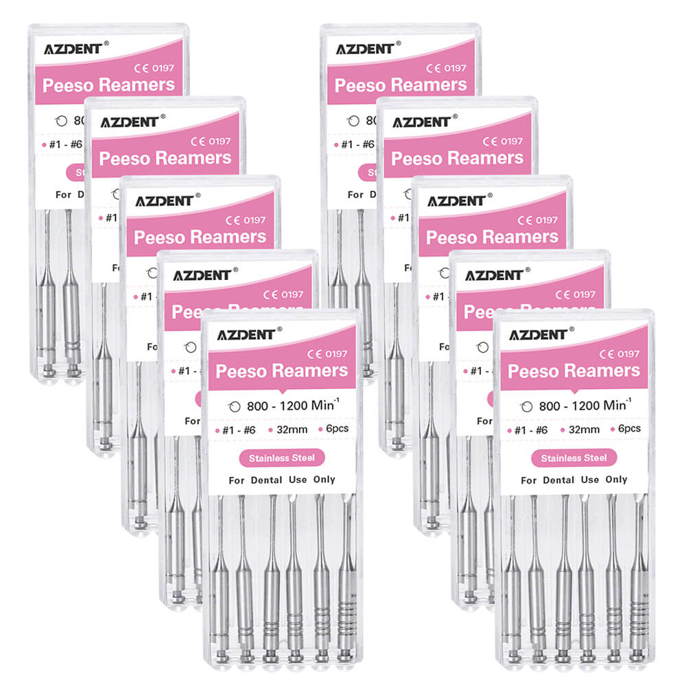 AZDENT Dental Engine Files Staniless Steel Peeso Reamers 32mm #1-6 6pcs/Box-azdentall.com