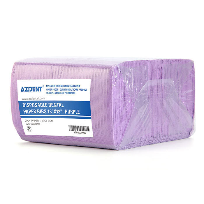 AZDENT Dental Disposable Patient Bibs 13"x18" 2-Ply Paper/1-Ply Poly 125pcs/Pack - azdentall.com