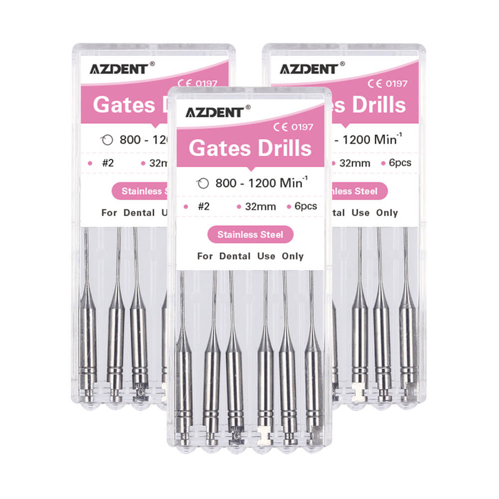 AZDENT Dental Engine Files Staniless Steel Gates Drill 32mm #2 6pcs/Box-azdentall.com