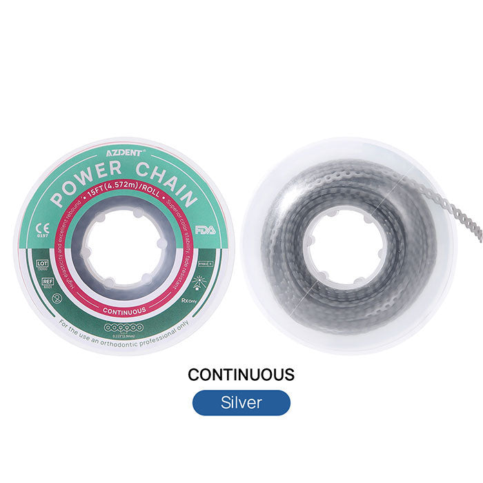 AZDENT Dental Orthodontic Colored Elastic Power Chain 15 Ft/Spool 10 Colors - azdentall.com