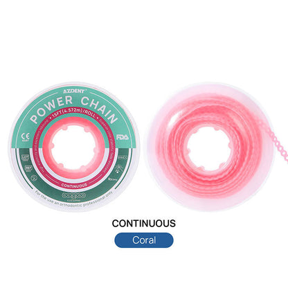 AZDENT Dental Orthodontic Colored Elastic Power Chain 15 Ft/Spool 10 Colors - azdentall.com