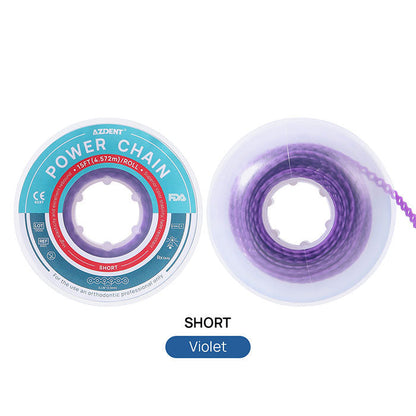 AZDENT Dental Orthodontic Colored Elastic Power Chain 15 Ft/Spool 10 Colors - azdentall.com