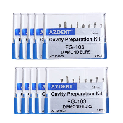 AZDENT Dental Diamond Bur FG-103 Cavity Preparation Kit 8pcs/Kit-azdentall.com