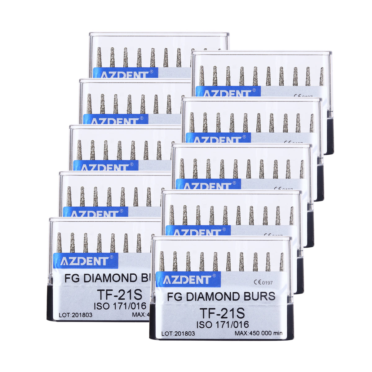 AZDENT FG Diamond Burs TF-21S 10pcs/Box-azdentall.com