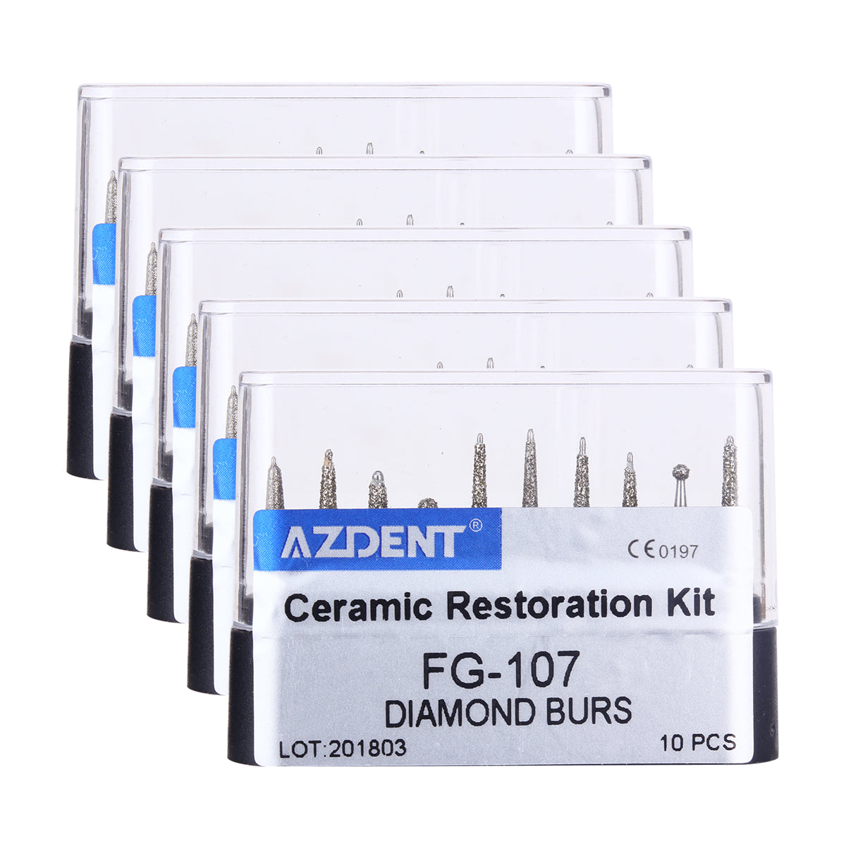 AZDENT Dental Diamond Bur FG-107 Ceramic Restoration Kit 10pcs/Kit-azdentall.com