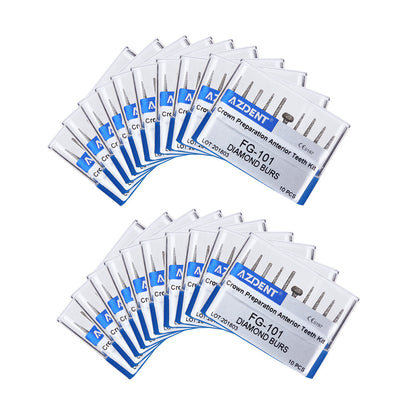 AZDENT Dental Diamond Burs FG-101 For Crown Preparation Anterior Teeth Kit 10pcs/Kit-azdentall.com