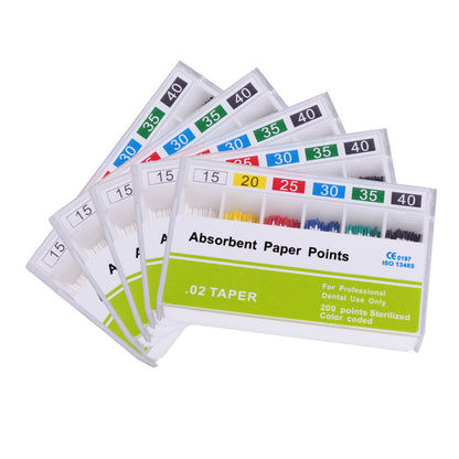 Absorbent Paper Points #15-80 Taper Size 0.02 Color Coded 8 Models 200/Box-azdentall.com