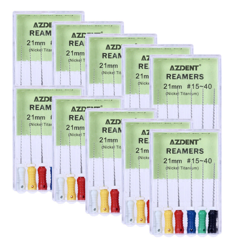 AZDENT Dental Nickel Titanium Reamers 21mm #15-40 Assorted 6pcs/Box-azdentall.com