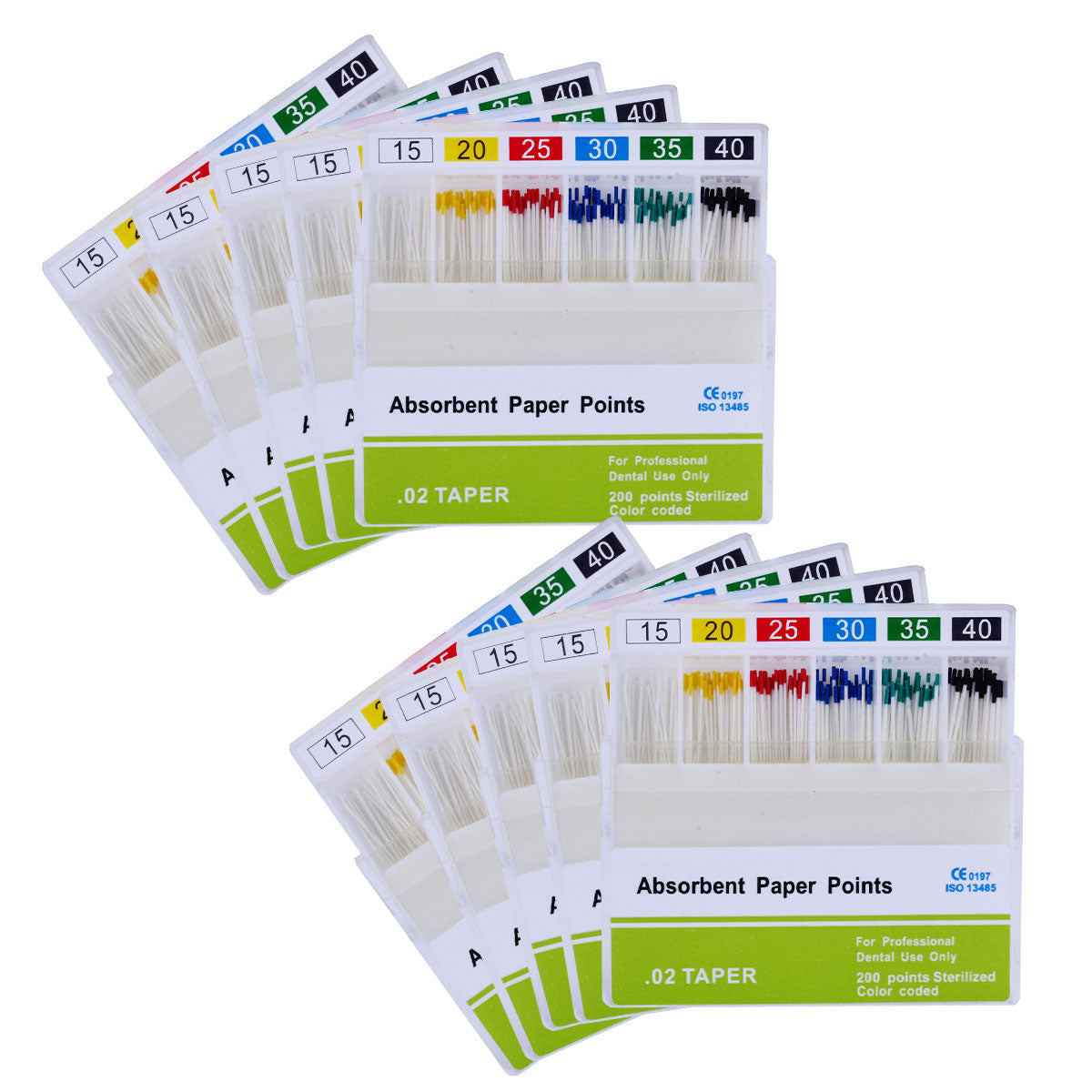 Absorbent Paper Points #15-80 Taper Size 0.02 Color Coded 8 Models 200/Box-azdentall.com