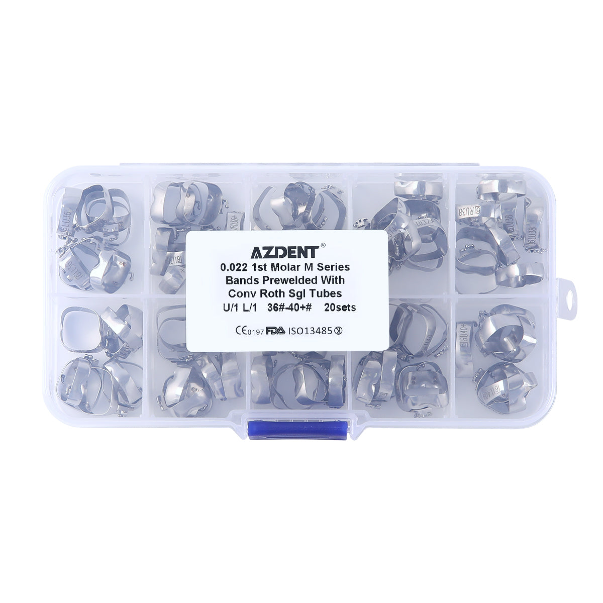 AZDENT 1st M Series Bands with Buccal Tube Convertible Roth .022 Single U/1 L/1 36#-40+# 20sets/Box - azdentall.com